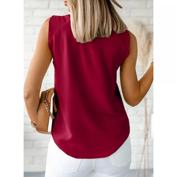 Dokotoo Womens 2023 Summer Tank Tops V-Neck Blouse Sleeveless Knotted Tee Beach Shirts