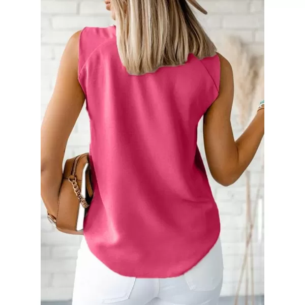 Dokotoo Womens 2023 Summer Tank Tops V-Neck Blouse Sleeveless Knotted Tee Beach Shirts