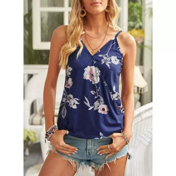 Dokotoo Womens 2023 V Neck Camisole Leaf Print Tanks Tops and Blouse S-XXL