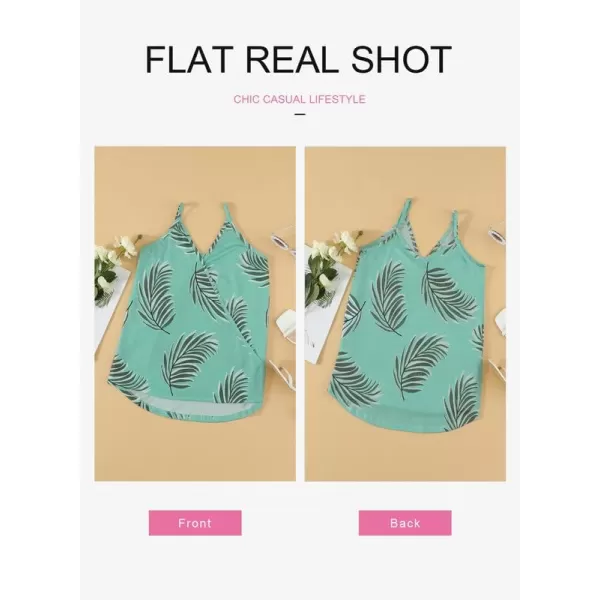 Dokotoo Womens 2023 V Neck Camisole Leaf Print Tanks Tops and Blouse S-XXL