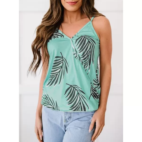Dokotoo Womens 2023 V Neck Camisole Leaf Print Tanks Tops and Blouse S-XXL