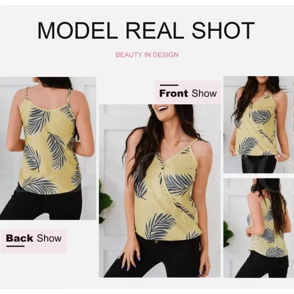 Dokotoo Womens 2023 V Neck Camisole Leaf Print Tanks Tops and Blouse S-XXL