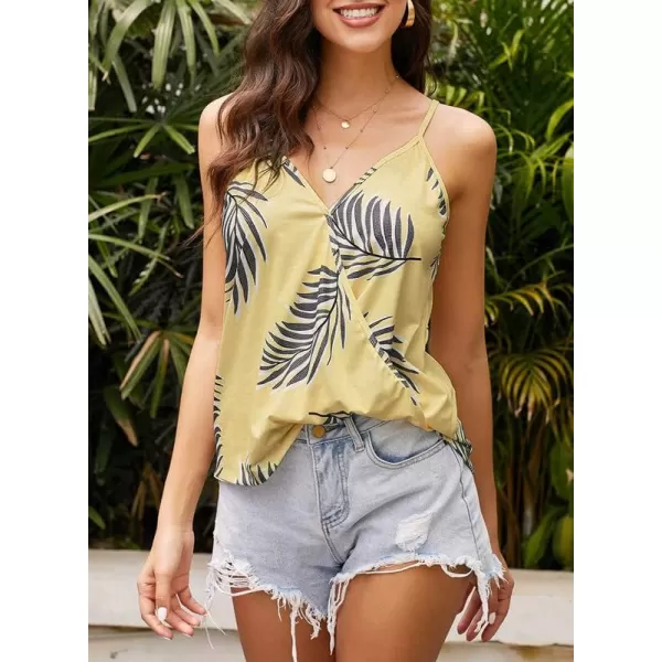 Dokotoo Womens 2023 V Neck Camisole Leaf Print Tanks Tops and Blouse S-XXL