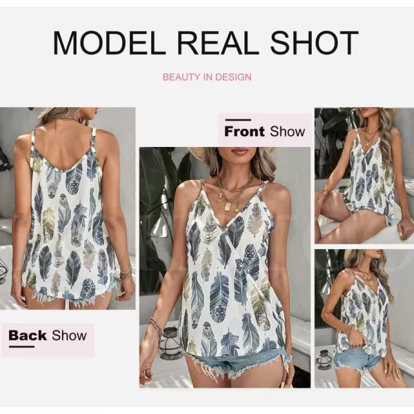Dokotoo Womens 2023 V Neck Camisole Leaf Print Tanks Tops and Blouse S-XXL