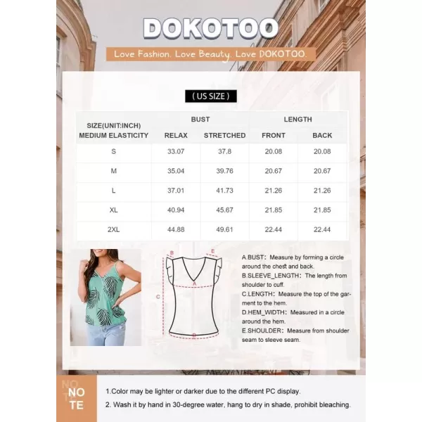 Dokotoo Womens 2023 V Neck Camisole Leaf Print Tanks Tops and Blouse S-XXL