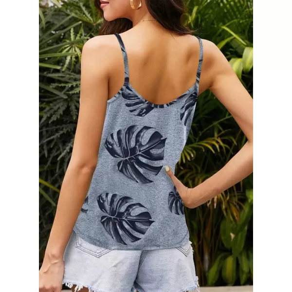 Dokotoo Womens 2023 V Neck Camisole Leaf Print Tanks Tops and Blouse S-XXL