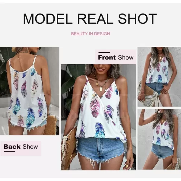 Dokotoo Womens 2023 V Neck Camisole Leaf Print Tanks Tops and Blouse S-XXL