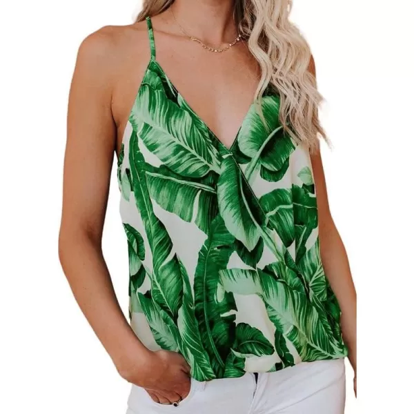 Dokotoo Womens 2023 V Neck Camisole Leaf Print Tanks Tops and Blouse S-XXL