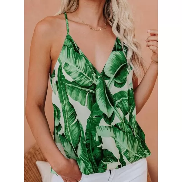 Dokotoo Womens 2023 V Neck Camisole Leaf Print Tanks Tops and Blouse S-XXL