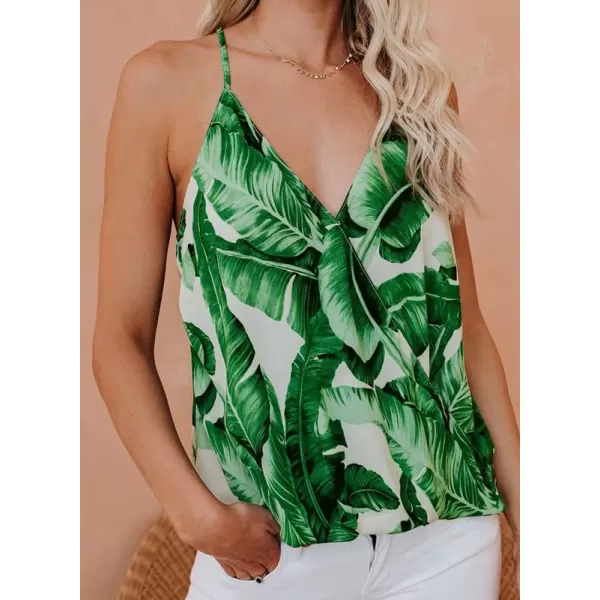 Dokotoo Womens 2023 V Neck Camisole Leaf Print Tanks Tops and Blouse S-XXL