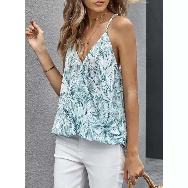 Dokotoo Womens 2023 V Neck Camisole Leaf Print Tanks Tops and Blouse S-XXL