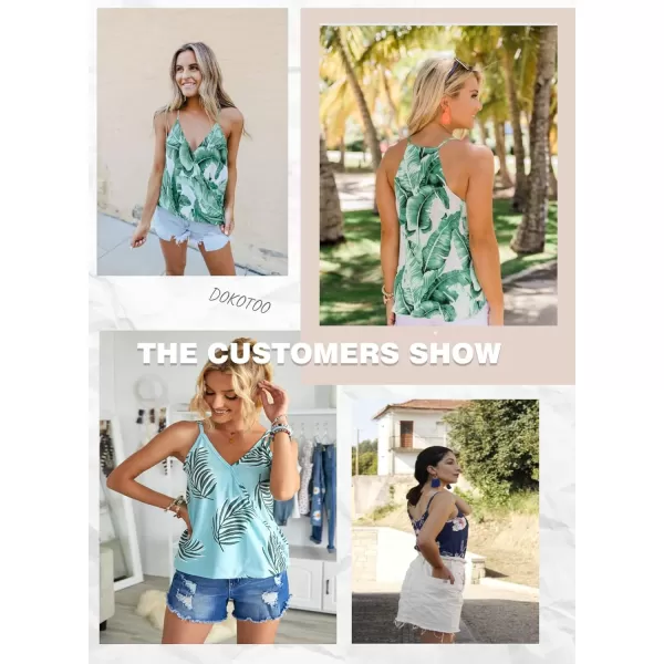 Dokotoo Womens 2023 V Neck Camisole Leaf Print Tanks Tops and Blouse S-XXL