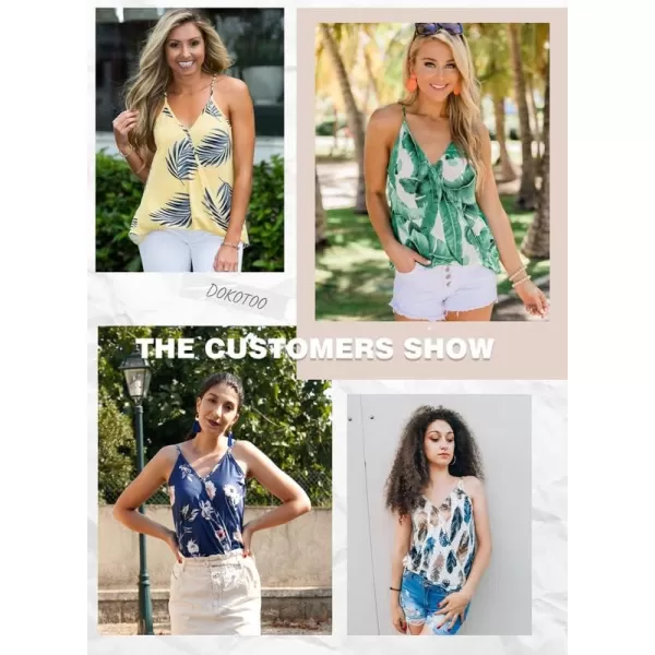 Dokotoo Womens 2023 V Neck Camisole Leaf Print Tanks Tops and Blouse S-XXL