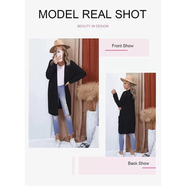 Dokotoo Womens 2023 Winter Fall Casual Open Front Knit Long Cardigans Sweaters Coats