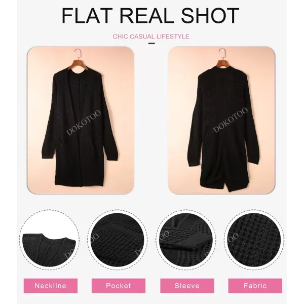 Dokotoo Womens 2023 Winter Fall Casual Open Front Knit Long Cardigans Sweaters Coats