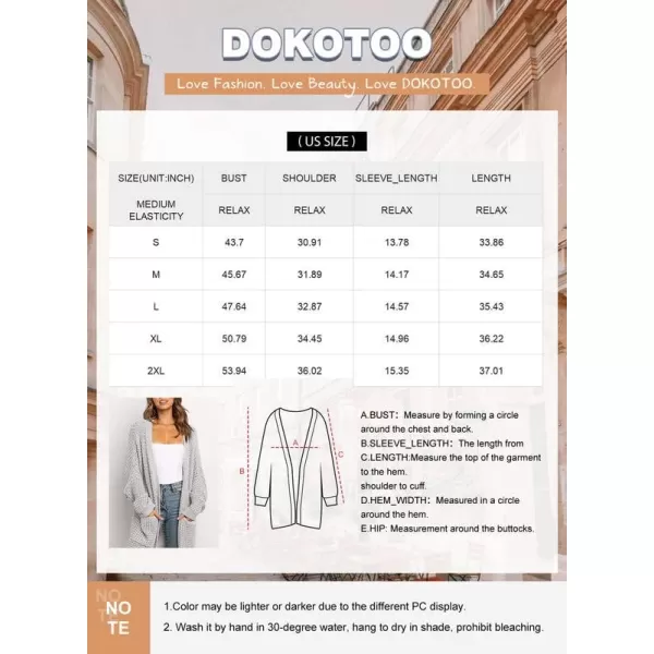 Dokotoo Womens 2023 Winter Fall Casual Open Front Knit Long Cardigans Sweaters Coats