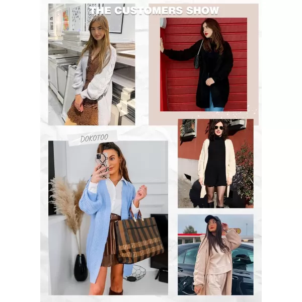 Dokotoo Womens 2023 Winter Fall Casual Open Front Knit Long Cardigans Sweaters Coats