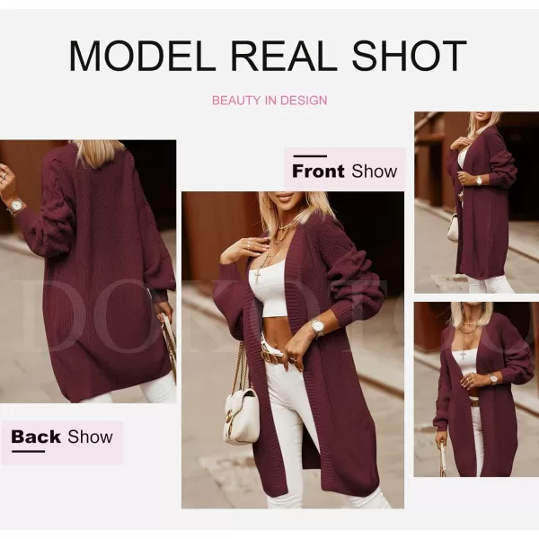 Dokotoo Womens 2023 Winter Fall Casual Open Front Knit Long Cardigans Sweaters Coats