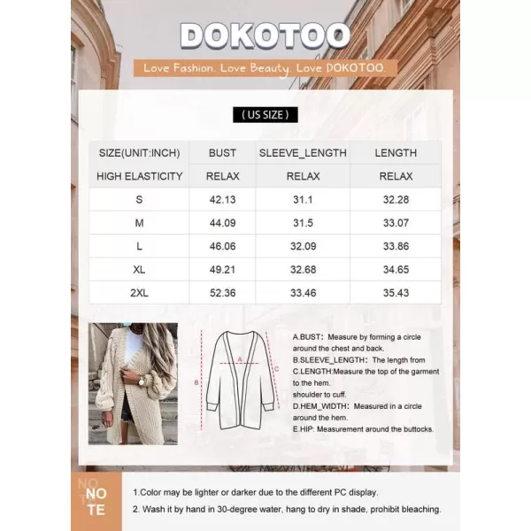 Dokotoo Womens 2023 Winter Fall Casual Open Front Knit Long Cardigans Sweaters Coats