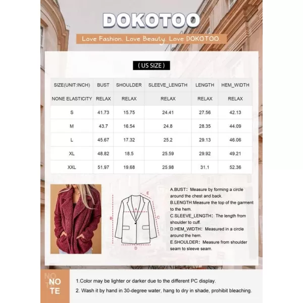 Dokotoo Womens 2023 Winter Fleece Teddy Bear Sherpa Jacket Coats with Pockets Outerwear