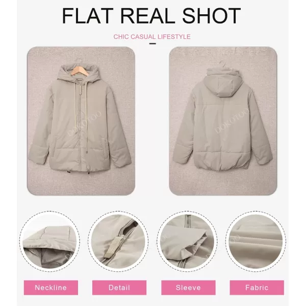 Dokotoo Womens 2023 Winter Full Zipper Hooded Puffer Jacket Short Coat with Pockets