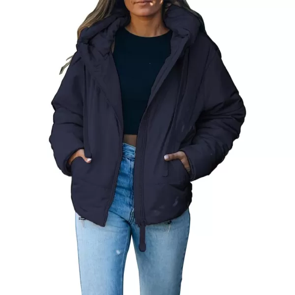 Dokotoo Womens 2023 Winter Full Zipper Hooded Puffer Jacket Short Coat with Pockets