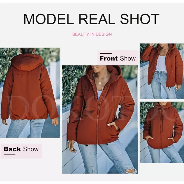 Dokotoo Womens 2023 Winter Full Zipper Hooded Puffer Jacket Short Coat with Pockets