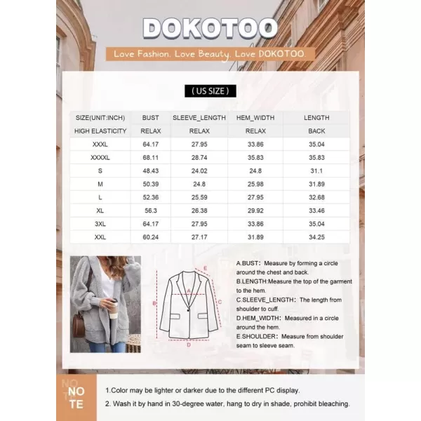 Dokotoo Womens 2023 Winter Long Sleeve Solid Fuzzy Fleece Open Front Hooded Cardigans Jacket Coats Outerwear with Pocket