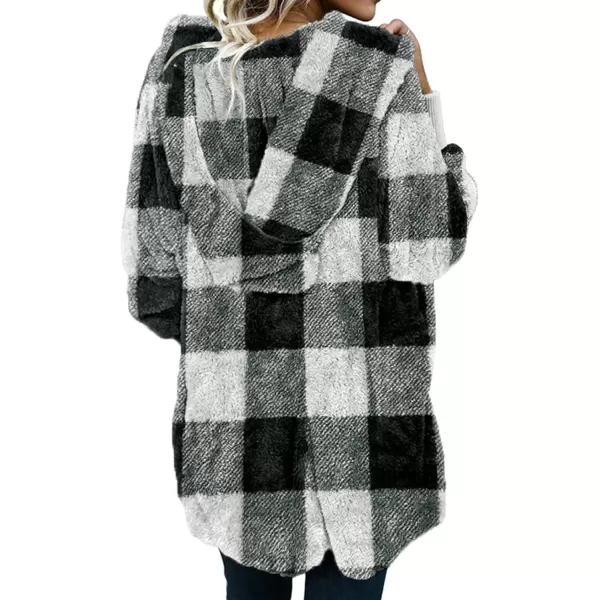 Dokotoo Womens 2023 Winter Long Sleeve Solid Fuzzy Fleece Open Front Hooded Cardigans Jacket Coats Outerwear with Pocket