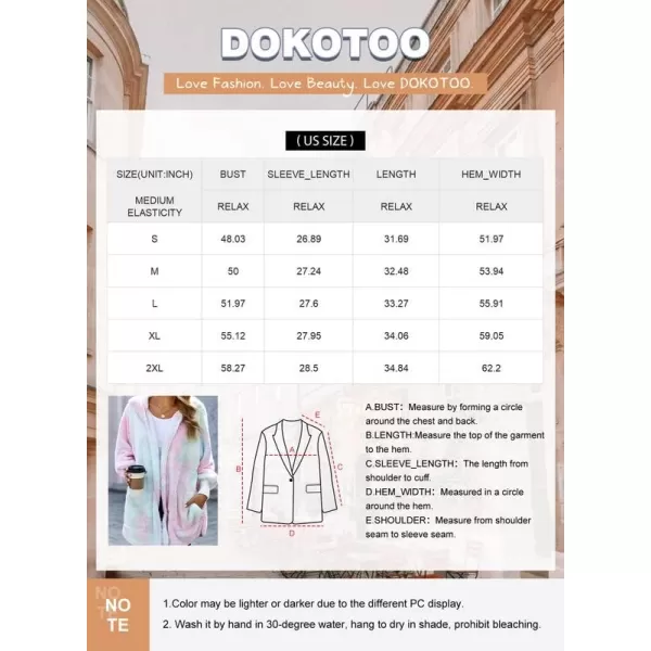 Dokotoo Womens 2023 Winter Long Sleeve Solid Fuzzy Fleece Open Front Hooded Cardigans Jacket Coats Outerwear with Pocket