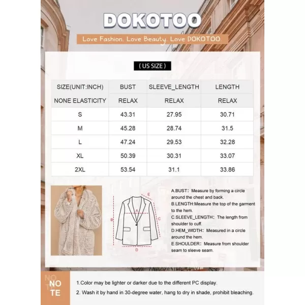 Dokotoo Womens 2023 Winter Long Sleeve Solid Fuzzy Fleece Open Front Hooded Cardigans Jacket Coats Outerwear with Pocket