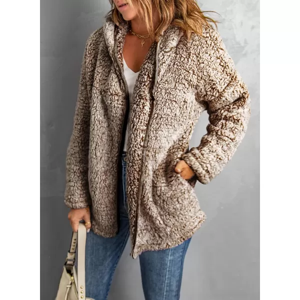 Dokotoo Womens 2023 Winter Long Sleeve Solid Fuzzy Fleece Open Front Hooded Cardigans Jacket Coats Outerwear with Pocket