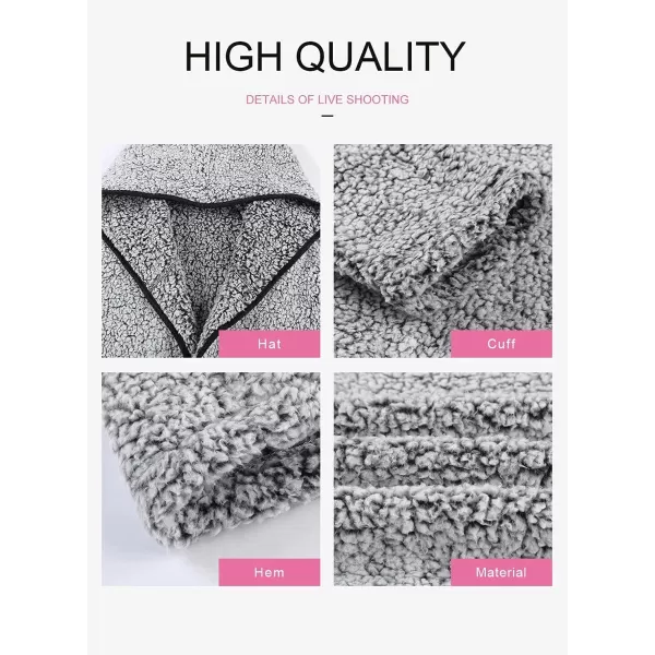 Dokotoo Womens 2023 Winter Long Sleeve Solid Fuzzy Fleece Open Front Hooded Cardigans Jacket Coats Outerwear with Pocket