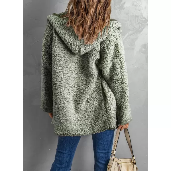 Dokotoo Womens 2023 Winter Long Sleeve Solid Fuzzy Fleece Open Front Hooded Cardigans Jacket Coats Outerwear with Pocket