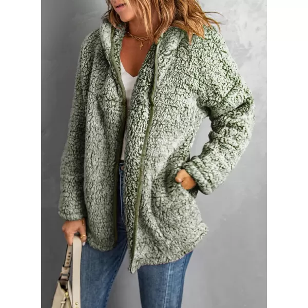 Dokotoo Womens 2023 Winter Long Sleeve Solid Fuzzy Fleece Open Front Hooded Cardigans Jacket Coats Outerwear with Pocket