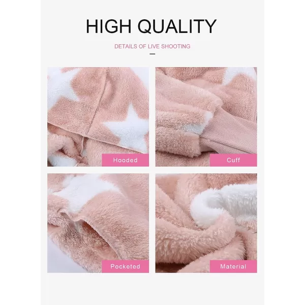 Dokotoo Womens 2023 Winter Long Sleeve Solid Fuzzy Fleece Open Front Hooded Cardigans Jacket Coats Outerwear with Pocket