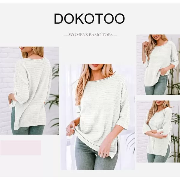 Dokotoo Women's Casual 3/4 Sleeve Loose Tunic Tops Lightweight Knit Fall Pulover Sweater Blouses