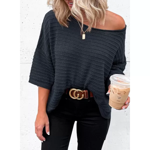 Dokotoo Women's Casual 3/4 Sleeve Loose Tunic Tops Lightweight Knit Fall Pulover Sweater Blouses