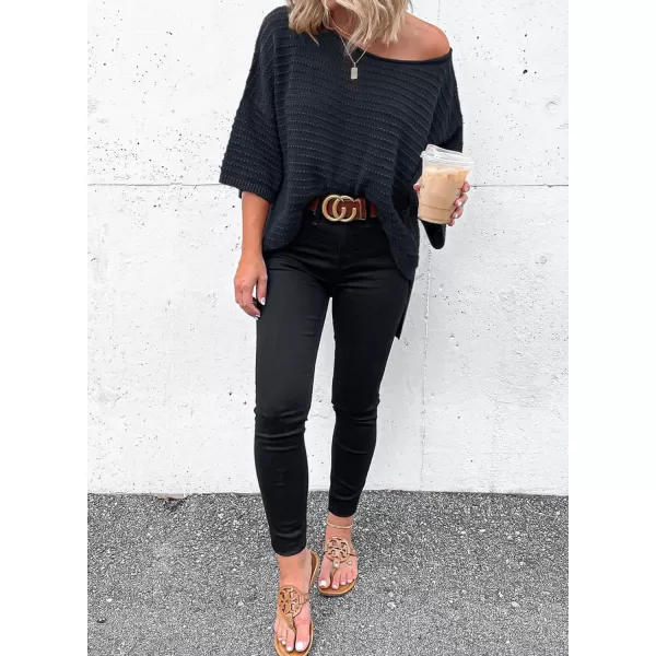 Dokotoo Women's Casual 3/4 Sleeve Loose Tunic Tops Lightweight Knit Fall Pulover Sweater Blouses