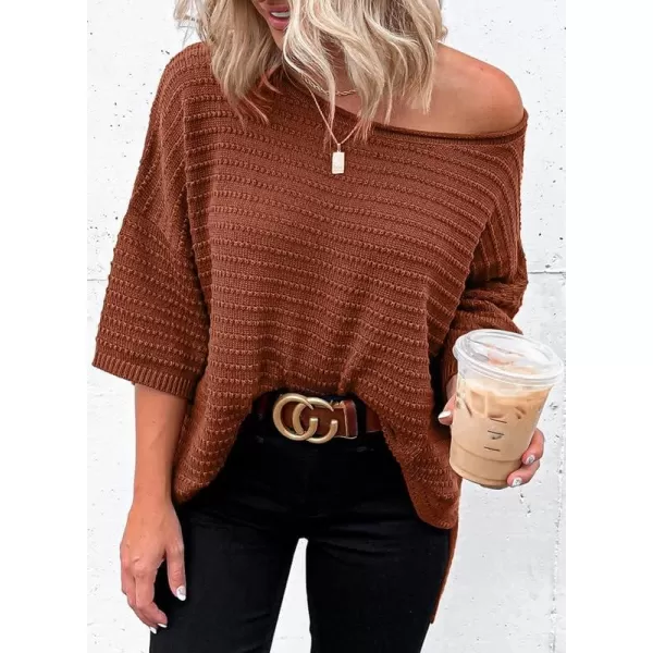 Dokotoo Women's Casual 3/4 Sleeve Loose Tunic Tops Lightweight Knit Fall Pulover Sweater Blouses