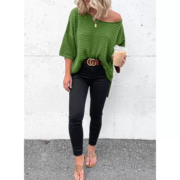 Dokotoo Women's Casual 3/4 Sleeve Loose Tunic Tops Lightweight Knit Fall Pulover Sweater Blouses