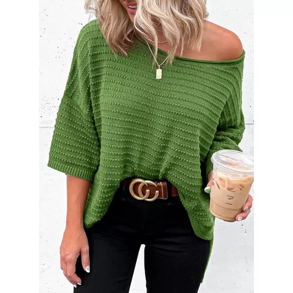 Dokotoo Women's Casual 3/4 Sleeve Loose Tunic Tops Lightweight Knit Fall Pulover Sweater Blouses