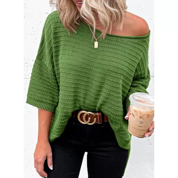 Dokotoo Women's Casual 3/4 Sleeve Loose Tunic Tops Lightweight Knit Fall Pulover Sweater Blouses