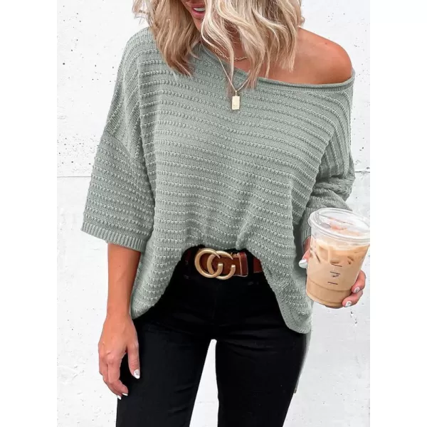 Dokotoo Women's Casual 3/4 Sleeve Loose Tunic Tops Lightweight Knit Fall Pulover Sweater Blouses
