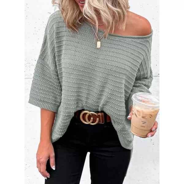 Dokotoo Women's Casual 3/4 Sleeve Loose Tunic Tops Lightweight Knit Fall Pulover Sweater Blouses