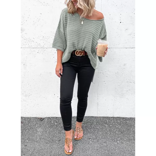 Dokotoo Women's Casual 3/4 Sleeve Loose Tunic Tops Lightweight Knit Fall Pulover Sweater Blouses