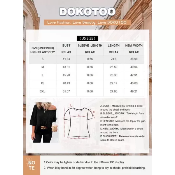 Dokotoo Women's Casual 3/4 Sleeve Loose Tunic Tops Lightweight Knit Fall Pulover Sweater Blouses