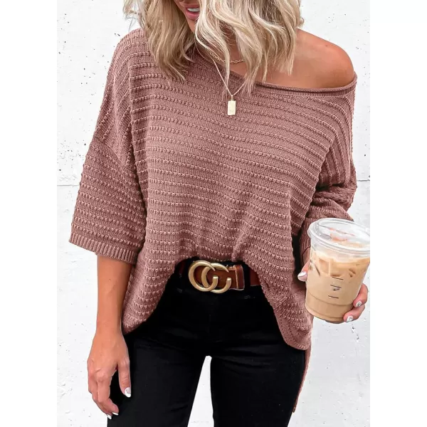Dokotoo Women's Casual 3/4 Sleeve Loose Tunic Tops Lightweight Knit Fall Pulover Sweater Blouses