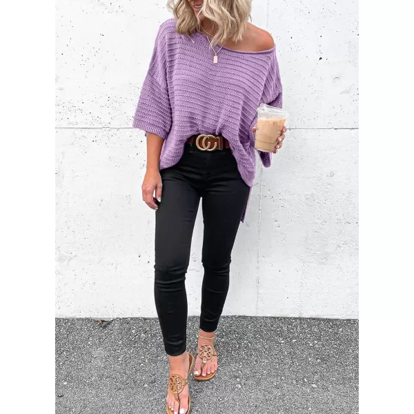 Dokotoo Women's Casual 3/4 Sleeve Loose Tunic Tops Lightweight Knit Fall Pulover Sweater Blouses