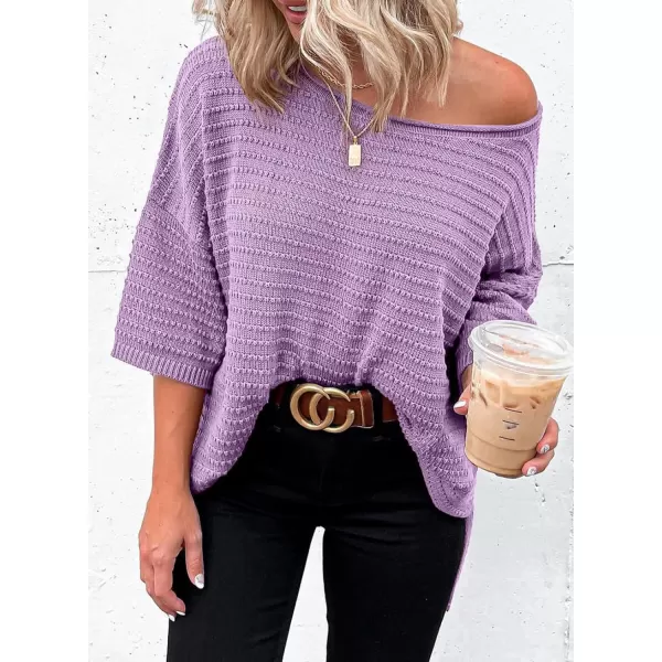 Dokotoo Women's Casual 3/4 Sleeve Loose Tunic Tops Lightweight Knit Fall Pulover Sweater Blouses